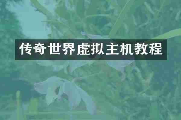 传奇世界虚拟主机教程