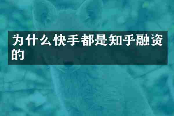 为什么快手都是知乎融资的