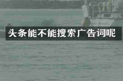 头条能不能搜索广告词呢
