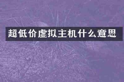 超低价虚拟主机什么意思