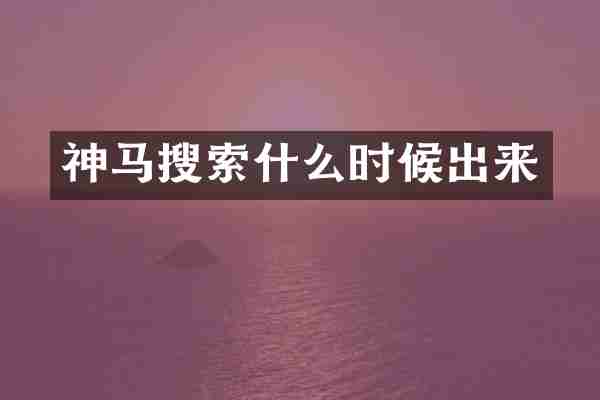 神马搜索什么时候出来