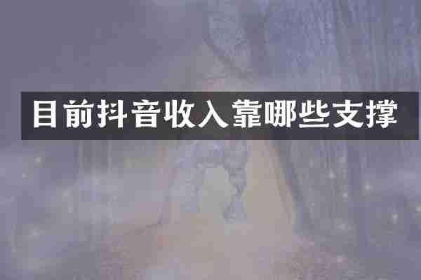 目前抖音收入靠哪些支撑
