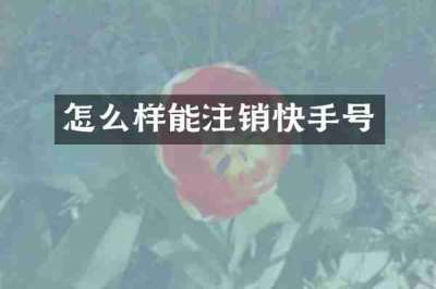 怎么样能注销快手号