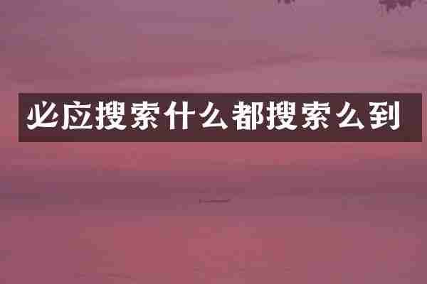 必应搜索什么都搜索么到