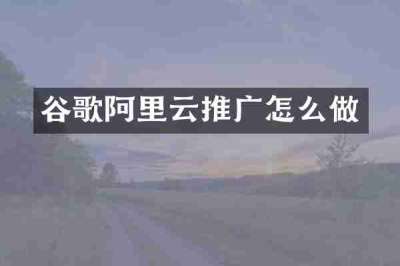 谷歌阿里云推广怎么做