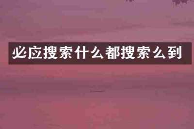 必应搜索什么都搜索么到