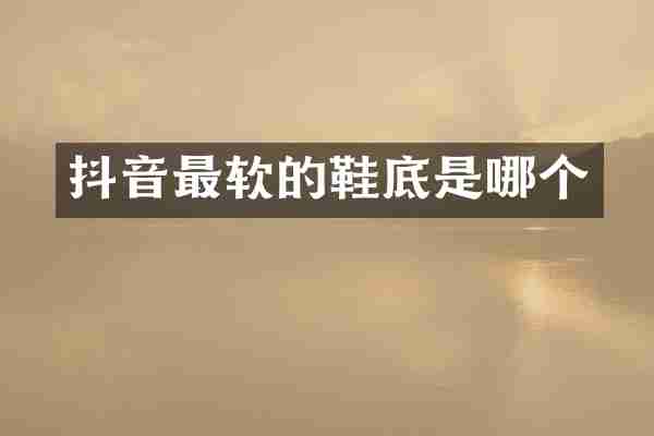 抖音最软的鞋底是哪个