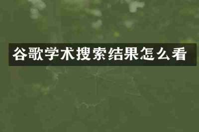 谷歌学术搜索结果怎么看