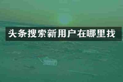 头条搜索新用户在哪里找