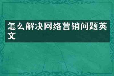 怎么解决网络营销问题英文