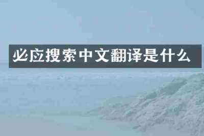必应搜索中文翻译是什么
