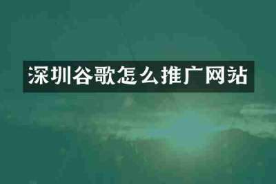 深圳谷歌怎么推广网站