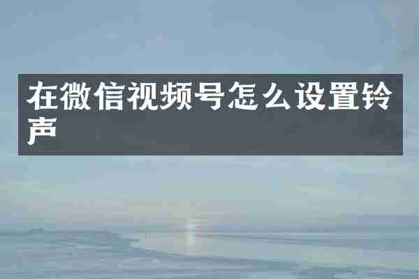在微信视频号怎么设置铃声