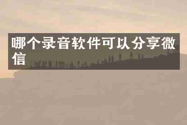 哪个录音软件可以分享微信