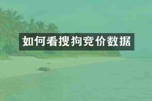 如何看搜狗竞价数据