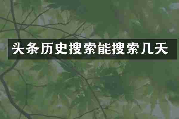 头条历史搜索能搜索几天