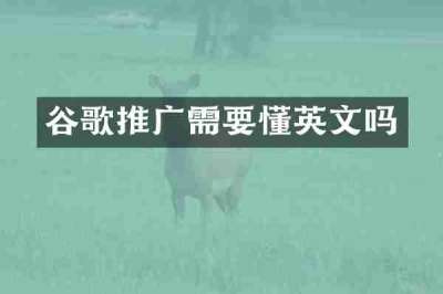 谷歌推广需要懂英文吗