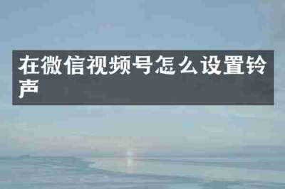 在微信视频号怎么设置铃声