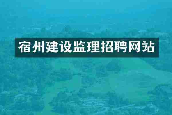 宿州建设监理招聘网站