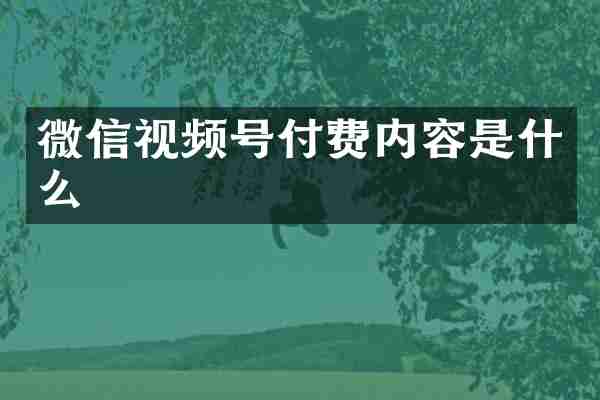 微信视频号付费内容是什么