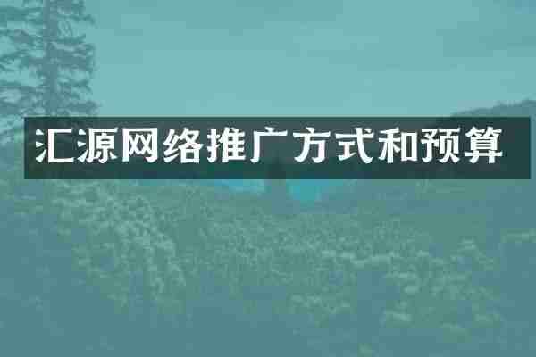汇源网络推广方式和预算