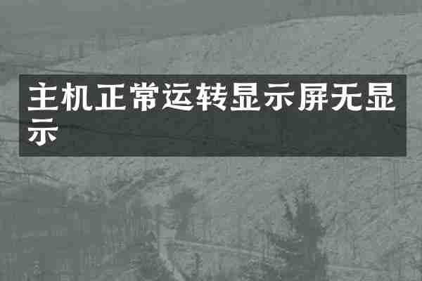 主机正常运转显示屏无显示