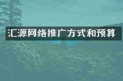 汇源网络推广方式和预算
