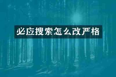 必应搜索怎么改严格