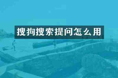 搜狗搜索提问怎么用