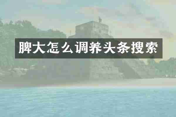 脾大怎么调养头条搜索