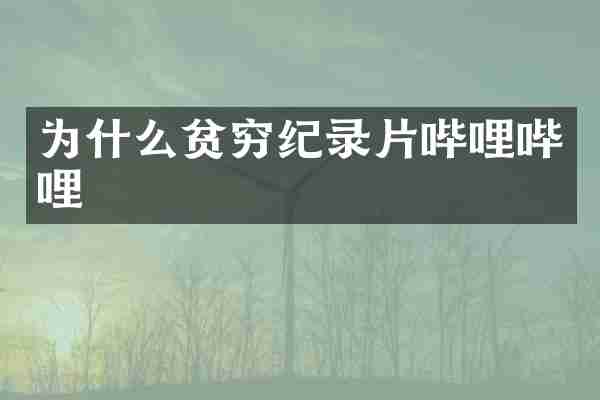 为什么贫穷纪录片哔哩哔哩