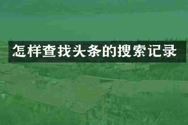 怎样查找头条的搜索记录