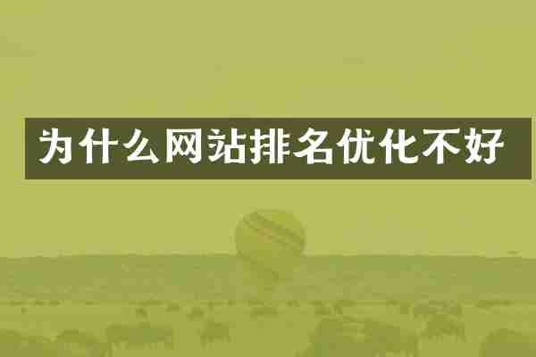 为什么网站排名优化不好