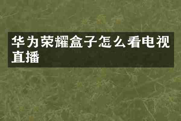 华为荣耀盒子怎么看电视直播