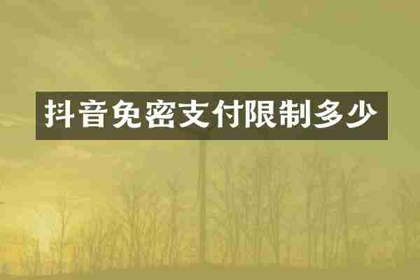 抖音免密支付限制多少