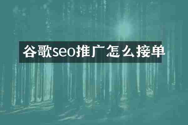 谷歌seo推广怎么接单
