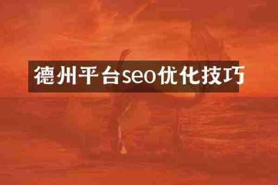 德州平台seo优化技巧