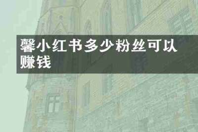 镕馨小红书多少粉丝可以赚钱