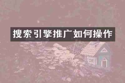 搜索引擎推广如何操作