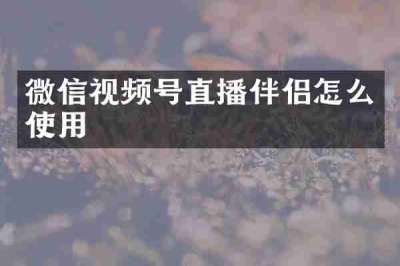 微信视频号直播伴侣怎么使用