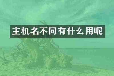 主机名不同有什么用呢