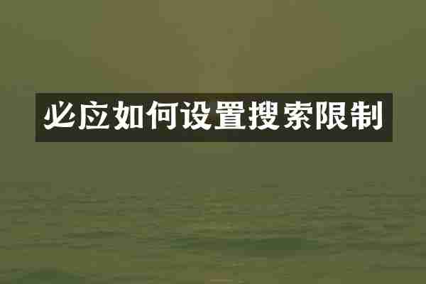 必应如何设置搜索限制