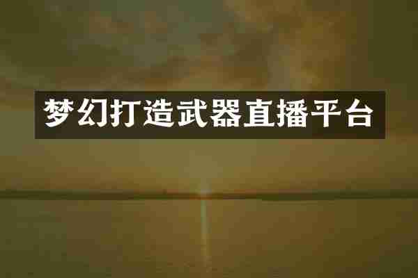 梦幻打造武器直播平台