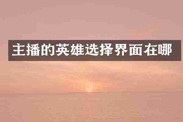 主播的英雄选择界面在哪