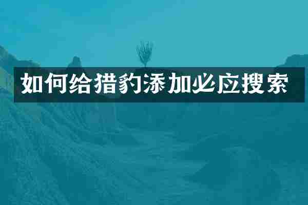 如何给猎豹添加必应搜索