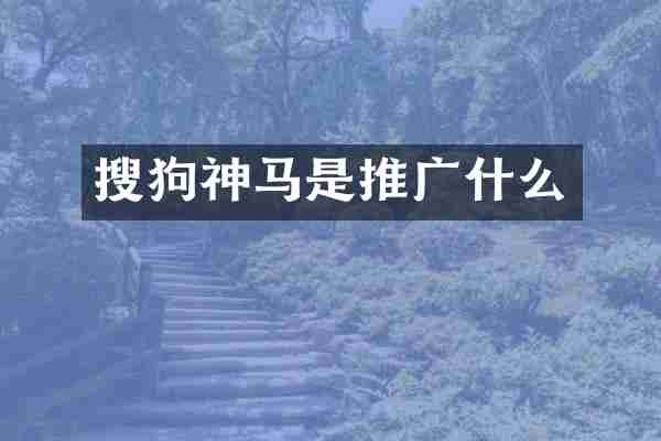 搜狗神马是推广什么