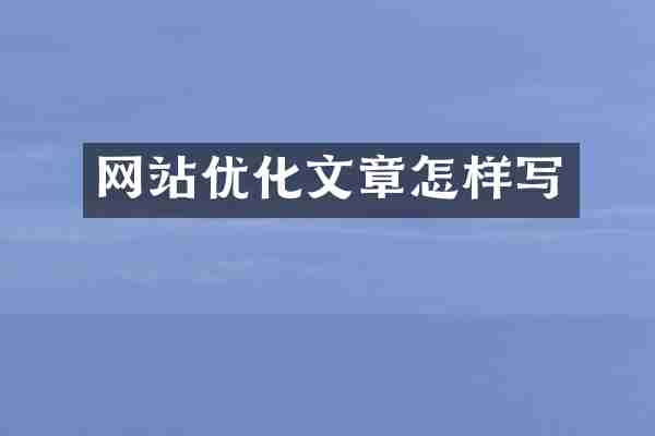 网站优化文章怎样写