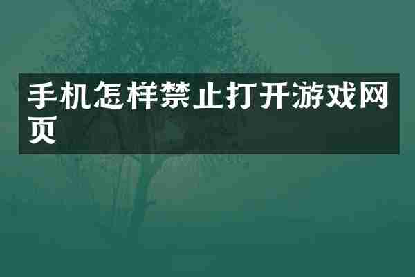 手机怎样禁止打开游戏网页