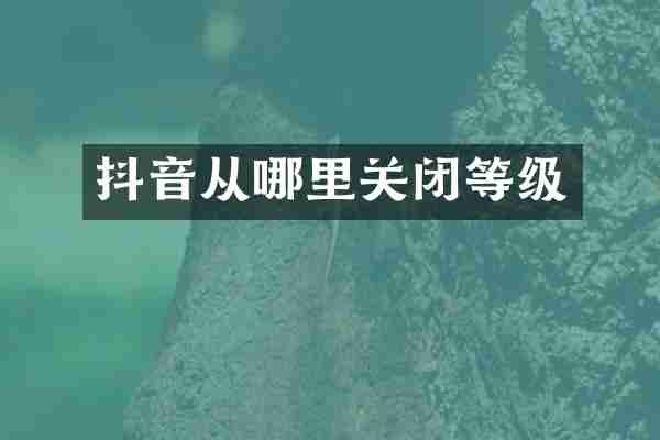 抖音从哪里关闭等级