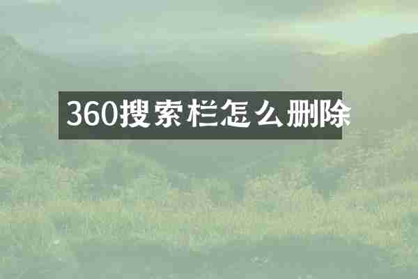 360搜索栏怎么删除